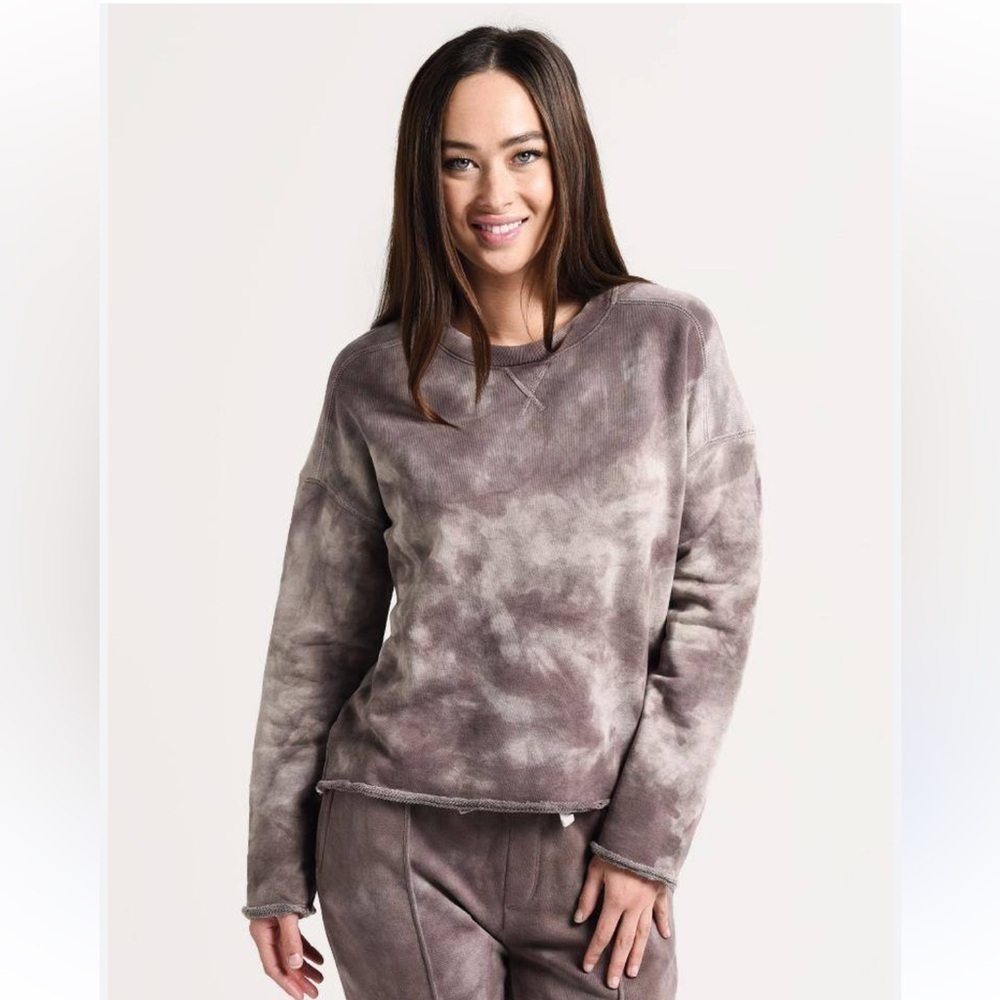 ATM french terry tie dye crewneck pullover sweatshirt size SM purple
